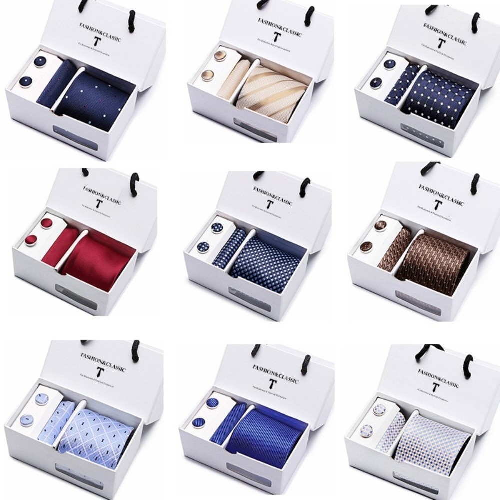 Neck Tie Set Box - Luksusowa, elegancka krawatka z żakardowego jedwabiu,